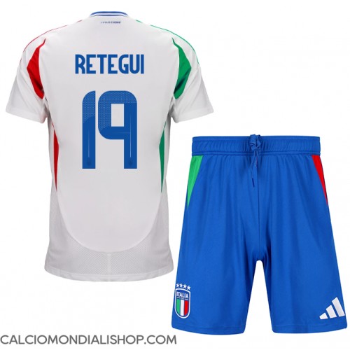 Maglie da calcio Italia Mateo Retegui #19 Seconda Maglia Bambino Europei 2024 Manica Corta (+ Pantaloni corti)